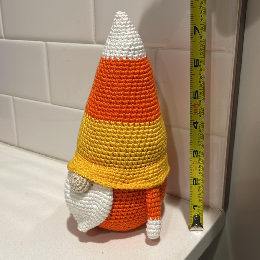 Handcrafted Candy Corn Gnome Holiday Halloween Fall Decor Amigurui Crochet - Picture 10 of 10